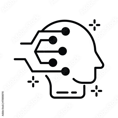 Artificial intelligence head icon symbolizing human machine interaction.