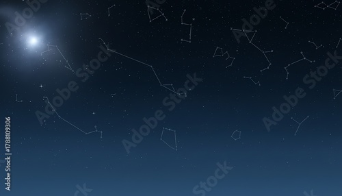 Serene Midnight Sky New Year Background with Constellations and Copy Space Generated AI