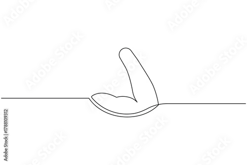 Strong arm continuous one line drawing showing muscle and power concept
