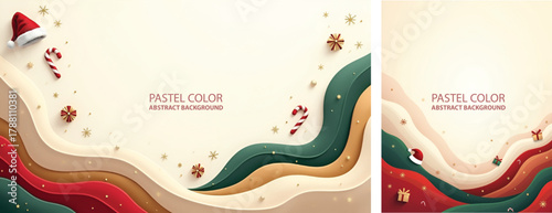 Abstract background Christmas with waves. Christmas Abstract background for flyer, poster, social media template