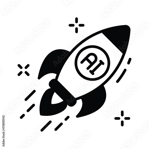 Take your hands on this amazing glyph icon of AI Rocket