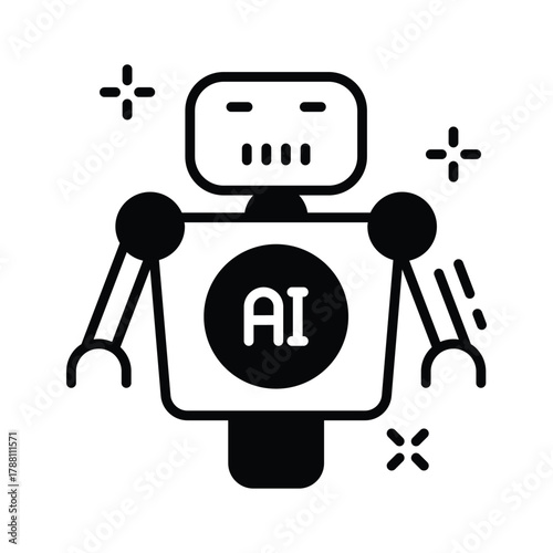 AI robot assistant icon denoting smart automation and virtual support.