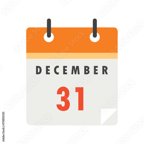 December 31st calendar icon showing the last day of the year