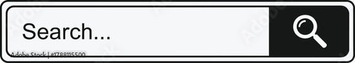Search bar with text field and magnifying glass for web and digital interface designs, symbolizing information search and data retrieval tools.