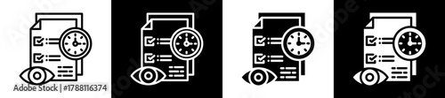 Real Time Monitoring Icon Set In Black And White Filled Style Collection