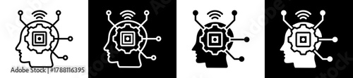 Machine Learning Icon Set In Black And White Filled Style Collection
