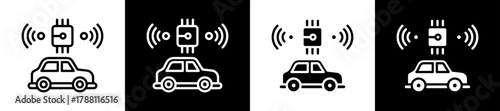 Autonomous Vehicle Icon Set In Black And White Filled Style Collection
