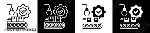 Manufacturing Execution System Icon Set In Black And White Filled Style Collection