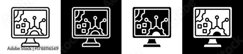 Digital Transformation Icon Set In Black And White Filled Style Collection