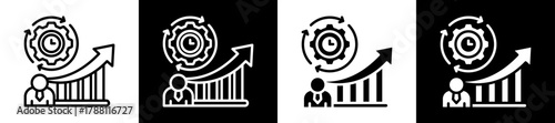 Efficiency Improvement Icon Set In Black And White Filled Style Collection