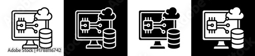 Edge Computing Icon Set In Black And White Filled Style Collection