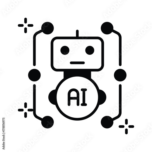 AI robot assistant icon denoting smart automation and virtual support.