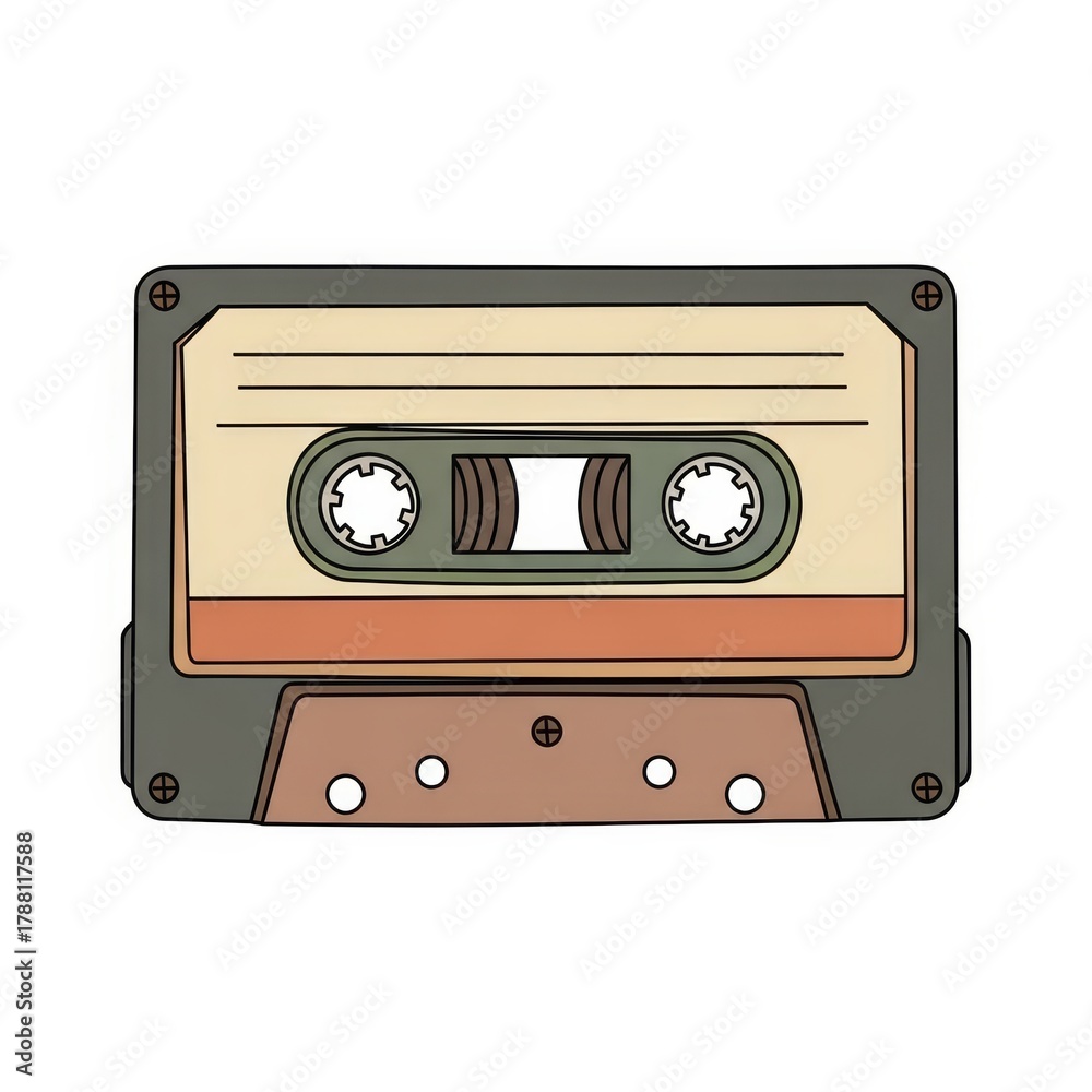 Obraz premium Vintage cassette tape in retro design with analog features 