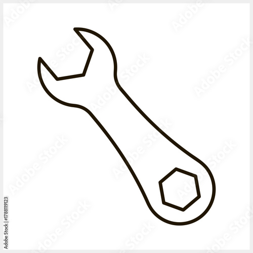 Outline wrench icon Tools clipart Vector stock illustration 