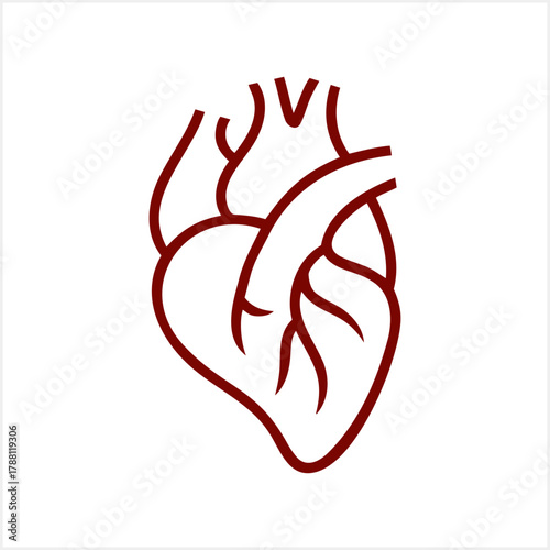 Outline medical heart icon Sketch medicine clipart Vector stock illustrator