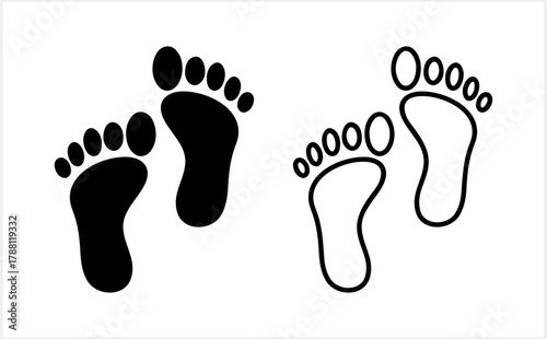 Foot print icon isolated. Human footprint silhouette. Footcare symbol. Travel concept barefoot. Vector illustration