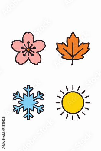set of four seasons icons