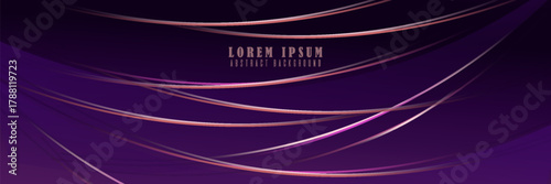 Luxury dark purple background with purple curve light lines and golden line curve. suit for bussines, banners