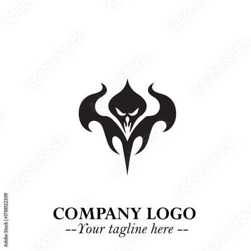 Head of Dracula Logo Symbol in Black on the White Background with Horror Minimal Vector Design