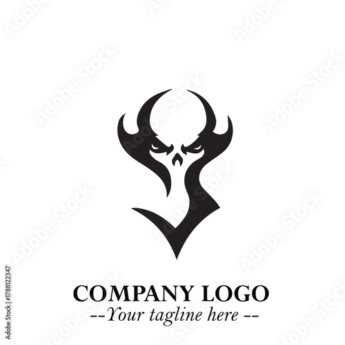 Head of Dracula Logo Symbol in Black on the White Background with Horror Minimal Vector Design