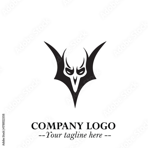 Head of Dracula Logo Symbol in Black on the White Background with Horror Minimal Vector Design