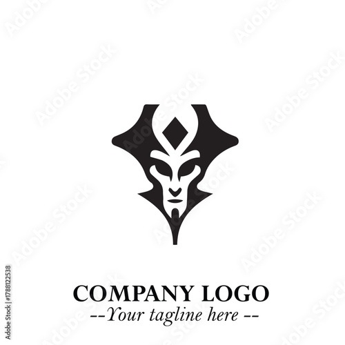 Head of Dracula Logo Symbol in Black on the White Background with Horror Minimal Vector Design