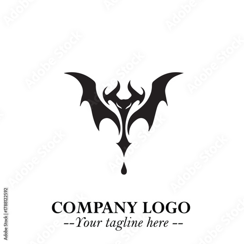 Head of Dracula Logo Symbol in Black on the White Background with Horror Minimal Vector Design