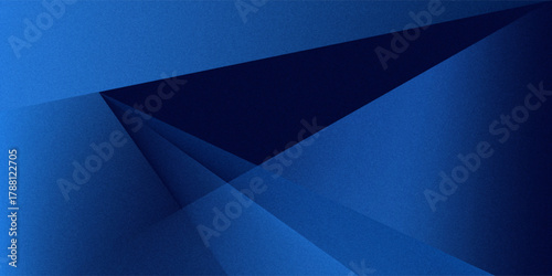 Black dark navy blue silver abstract pattern background. Geometric shape. Line triangle angle fold polygon diamond 3D. Color gradient ombre. Rough grain noise. Light shadow. Matte shimmer. Minimum.