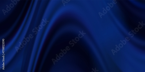 Navy blue silk satin. Silky shiny fabric. Dark luxury background with space for design. Banner. Wide. Long. Panoramic. Template. Empty. Flat lay, top view table. Beautiful.Elegant.Birthday,Christmas.