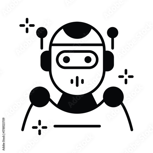 AI robot assistant icon denoting smart automation and virtual support.