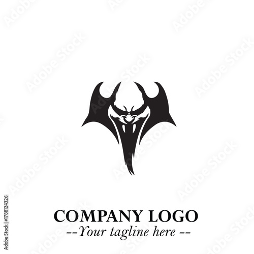 Head of Dracula Logo Symbol in Black on the White Background with Horror Minimal Vector Design