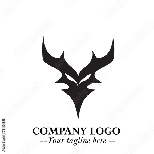 Head of Dracula Logo Symbol in Black on the White Background with Horror Minimal Vector Design