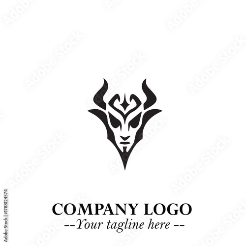 Head of Dracula Logo Symbol in Black on the White Background with Horror Minimal Vector Design