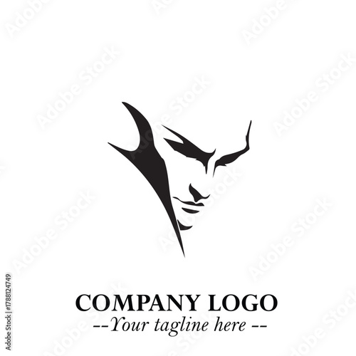 Head of Dracula Logo Symbol in Black on the White Background with Horror Minimal Vector Design