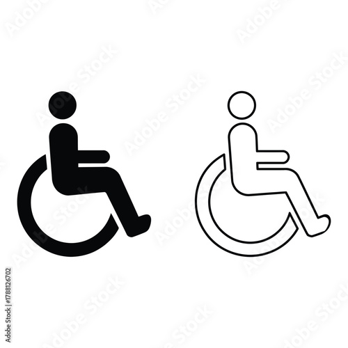 Accessible icon showing person in wheelchair solid and outline