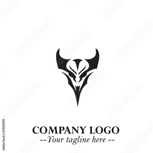 Head of Dracula Logo Symbol in Black on the White Background with Horror Minimal Vector Design