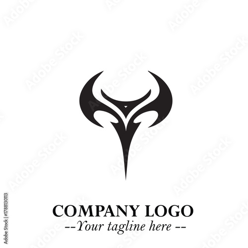 Head of Dracula Logo Symbol in Black on the White Background with Horror Minimal Vector Design