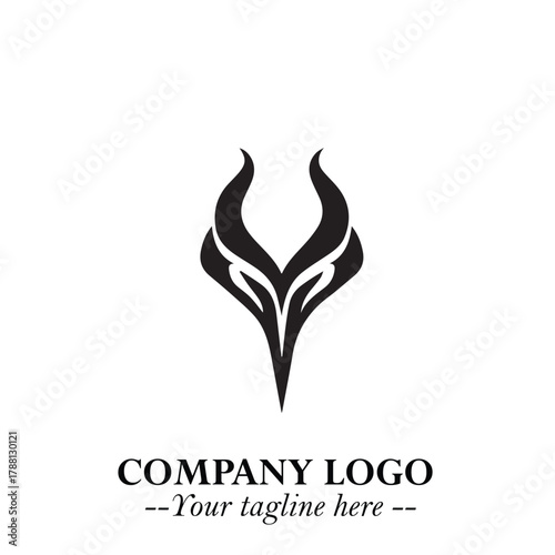 Head of Dracula Logo Symbol in Black on the White Background with Horror Minimal Vector Design