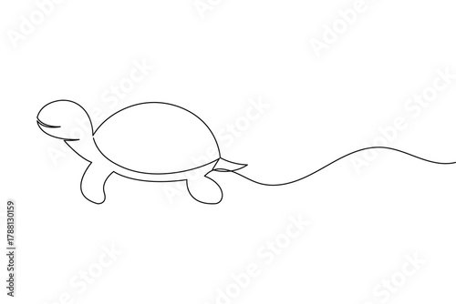 Turtle continuous one line drawing simple minimalist marine animal design