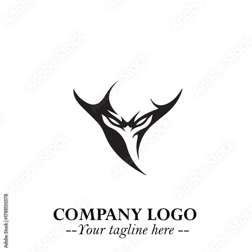 Head of Dracula Logo Symbol in Black on the White Background with Horror Minimal Vector Design