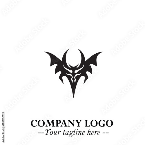 Head of Dracula Logo Symbol in Black on the White Background with Horror Minimal Vector Design