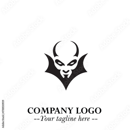 Head of Dracula Logo Symbol in Black on the White Background with Horror Minimal Vector Design