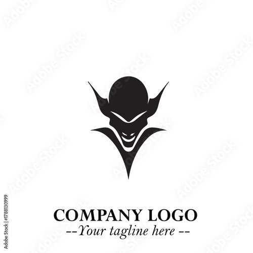 Head of Dracula Logo Symbol in Black on the White Background with Horror Minimal Vector Design