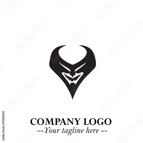 Head of Dracula Logo Symbol in Black on the White Background with Horror Minimal Vector Design