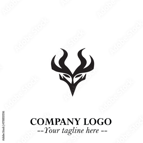 Head of Dracula Logo Symbol in Black on the White Background with Horror Minimal Vector Design