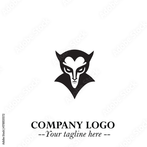 Head of Dracula Logo Symbol in Black on the White Background with Horror Minimal Vector Design