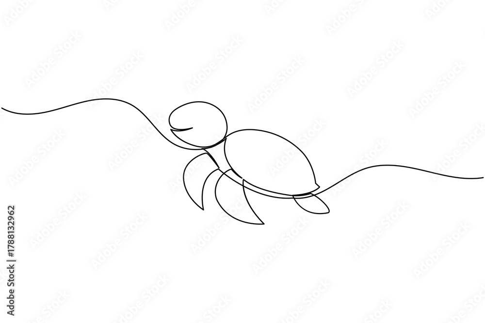 Obraz premium Turtle continuous one line drawing simple minimalist marine animal design