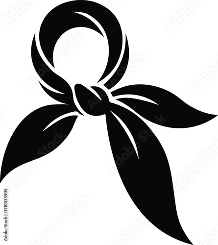 Vector black silhouette of a tied scarf or bandana