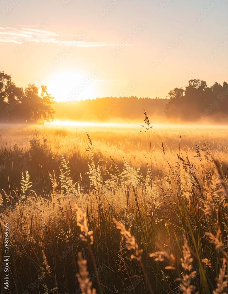 Fototapeta premium Field at Sunrise Minimal Nature Aesthetic Mobile Wallpaper