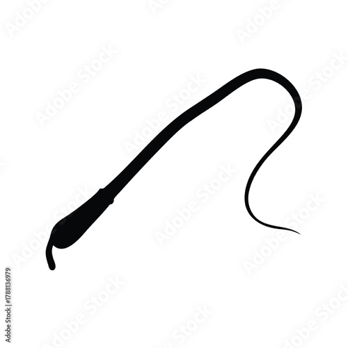 A simple black and white illustration depicting a curved whip like object high quality
